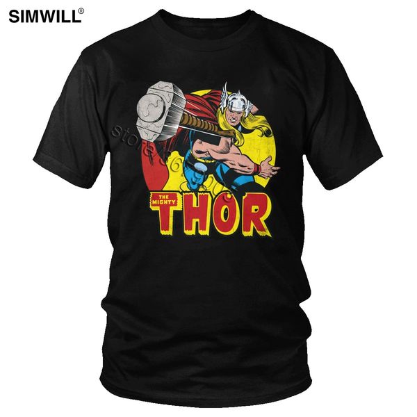 

vintage thor's mighty hammer t shirt retro short sleeve thor springs into action t-shirt avengers graphic tee film gift clothing