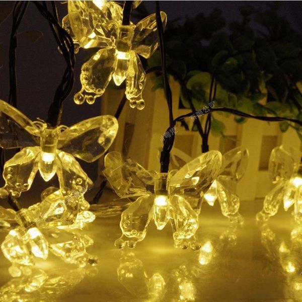 

solar christmas lights 4.8m 20 led butterfly solar fairy string lights decorating waterproof for outdoor gardens yard
