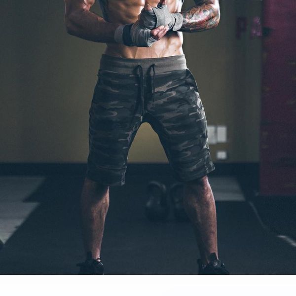 

gym fitness cotton run jogging outdoor sports calf-length sweatpants man camouflage shorts mens bodybuilding workout short pants, White;black
