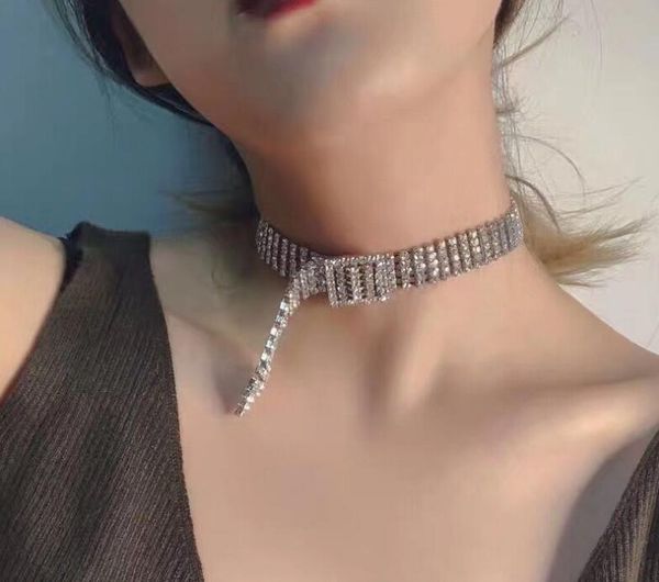 

fashion designer crystal choker necklace jewelry for women party gift shining belt designer necklaces gift for girl, Golden;silver