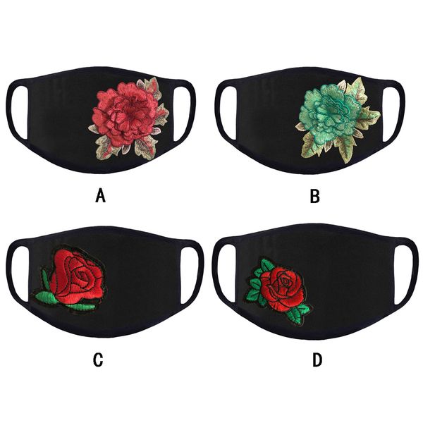 

new 4 styles embroidered cloth face mouth mask reusable anti-dust pm2.5 washable running riding outdoor protective masks in stock