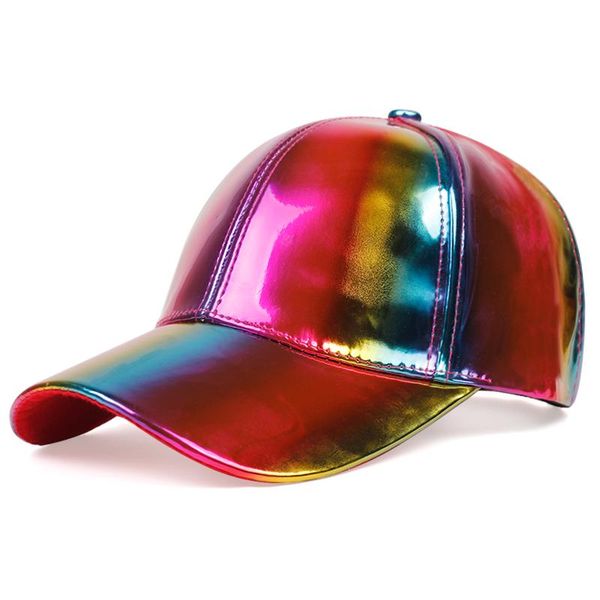 

fashion waterproof hats hip hop sunshade 2020 rainbow laser ladies new cap color baseball hat discoloration leather wild adhvs