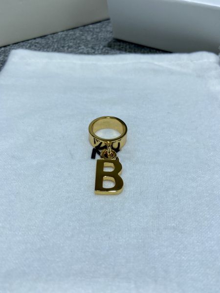 

new simple letter pendant electroplating gold personality ring, Silver