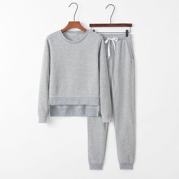 

tracksuit women casual sport sweatshirt trousers set two piece solid set suit crop pants chandal mujer 2 pieces#guahao, Gray