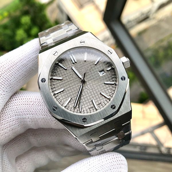 

316l stainless steel mens watches calendar full automatic men mechanical movement watch 41x13mm montre de luxe orologio di lusso v5, Slivery;brown