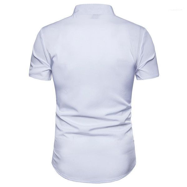 

mens dress shirts print floral short sleeve summer casual mens clothing embroidery solid color, White;black