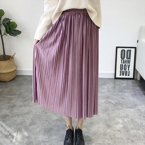 

women skirts a line 2020 new high waist casual solid color pleated skirt drop shipping high quality, Black