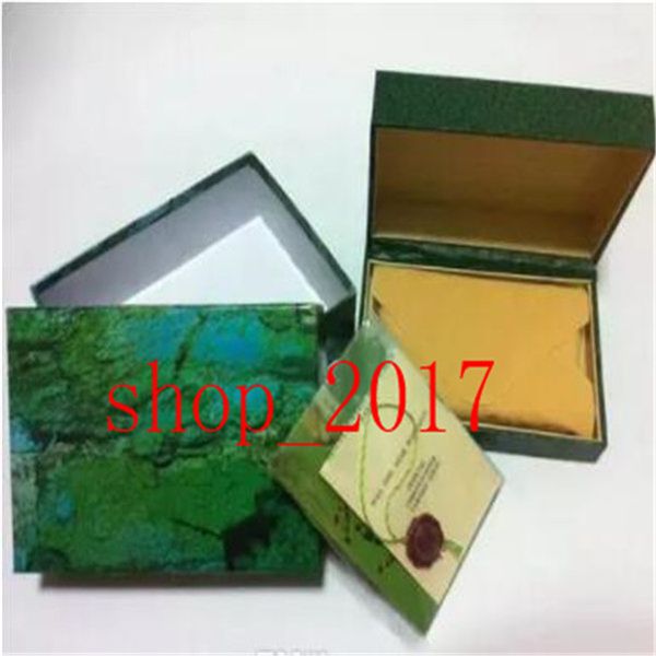 

xx new luxury dark green watch box gift case for rolex watches booklet card tags and papers in english swiss watches boxes887, Black;blue