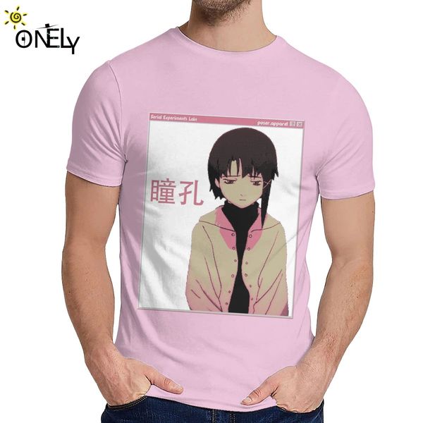 

round collar serial experiments lain sad japanese anime aesthetic t shirt casual for male slim tee s-6xl