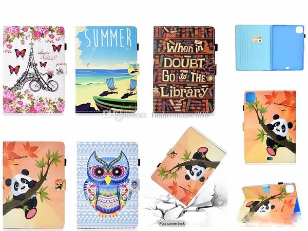 

leather tower owl butterfly panda dog cat wallet flip cover pouch case for ipad pro 11 2020 10.2 10.5 2/3/4 mini 12345 air 2 5/6