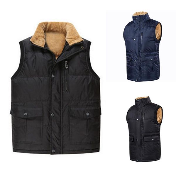 

monerffi autumn winter men new 2020 vest mens plus size 7xl warm sleeveless jacket men winter waistcoat men's vest casual coats, Black