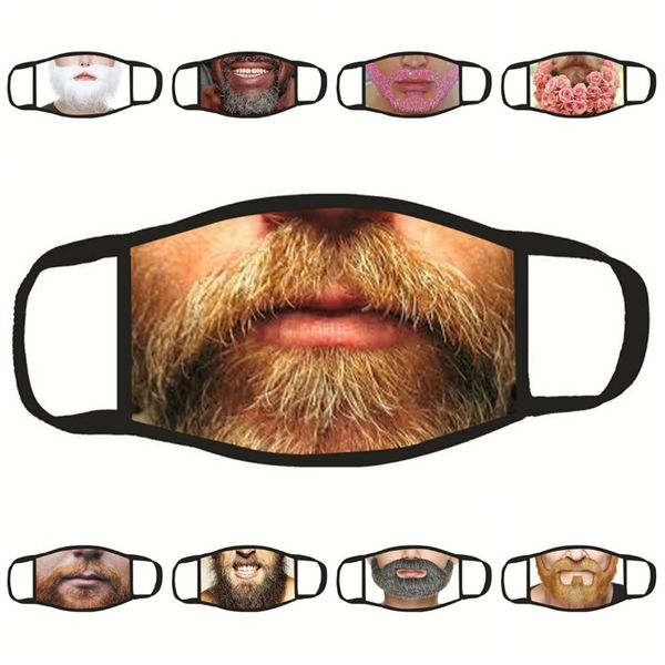 Stampa Maschera per barba divertente Maschera antipolvere unisex Maschera divertente nera per esterni lavabile Maschere di design T2I51396