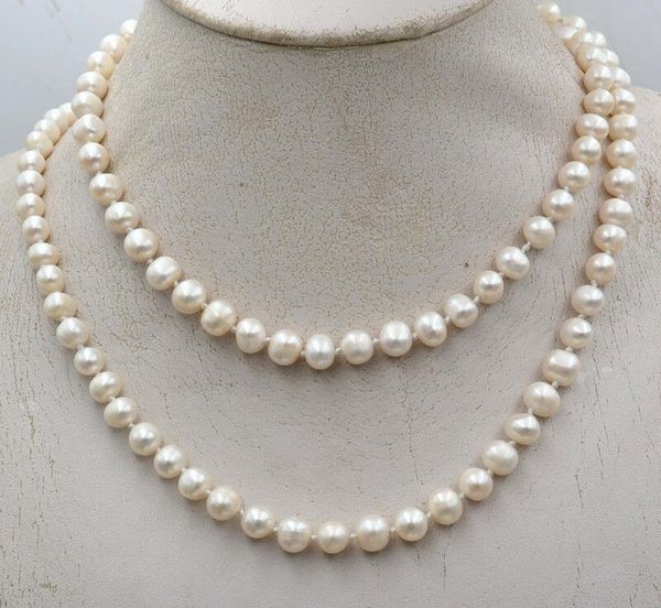 

new beautiful 7-8mm white akoya cultured pearl necklace 25, Silver
