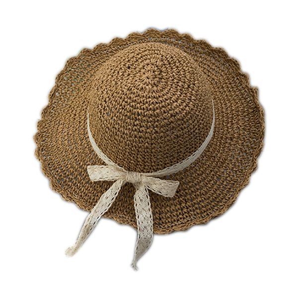 

wide brim hats summer crochet lace bow large brimmed straw sun hat, Blue;gray