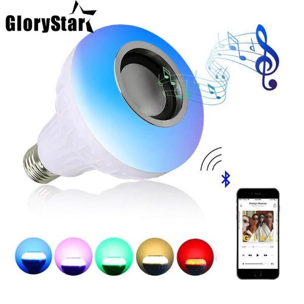 

glory wireless bluetooth speaker 12w rgb bulb led lamp 110v220v smart led light music player audio with remote control sound box