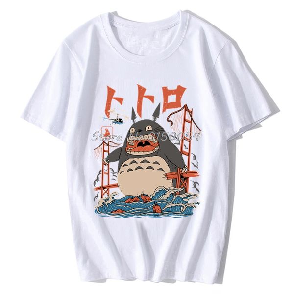 

totoro attacks funny t-shirt, studio ghibli anime japanese tshirt men's women's tee streetwear casual tee cotton shirt harajuku