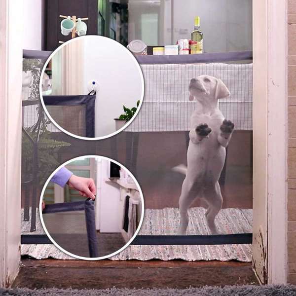 

kennels & pens pet dog fence door foldable isolation net cat and safety punching ingenious grid magic supplies