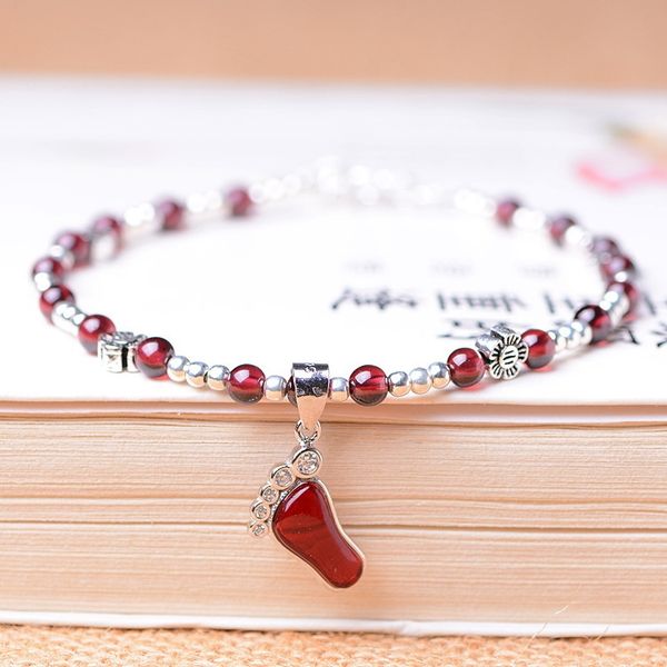 

2020 new 4mm exquisite natural anklet s925 silver jewelry 2020 new 4mm exquisite natural garnet garnet anklet s925 silver jewelry ortgc ortg, Red;blue