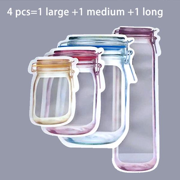 

self-sealing irregular packaging bags composite material vacuum fresh kitchen organizer storage bags bottles mason jar