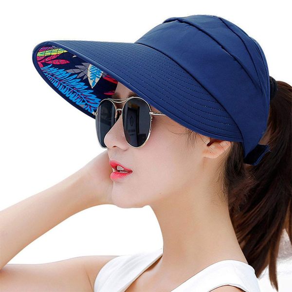 

women sun hats uv protection summer beach hat wide brim visor caps bkd2, Blue;gray
