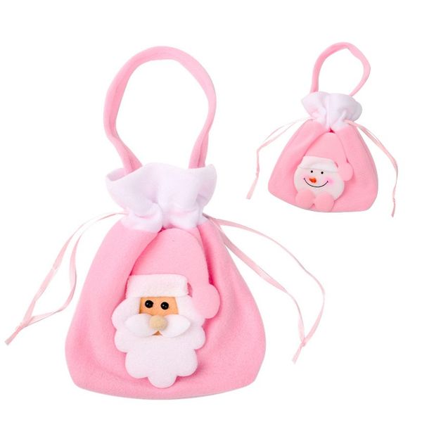 

santa drawstring bag christmas pink snowman santa drawstring pouch xmas candy jewelry brushed bag kids gifts storage bag
