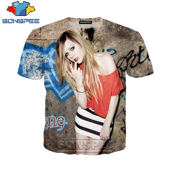 

popular new singer avril 3d print shirts kawaii humor harajuku men clothing