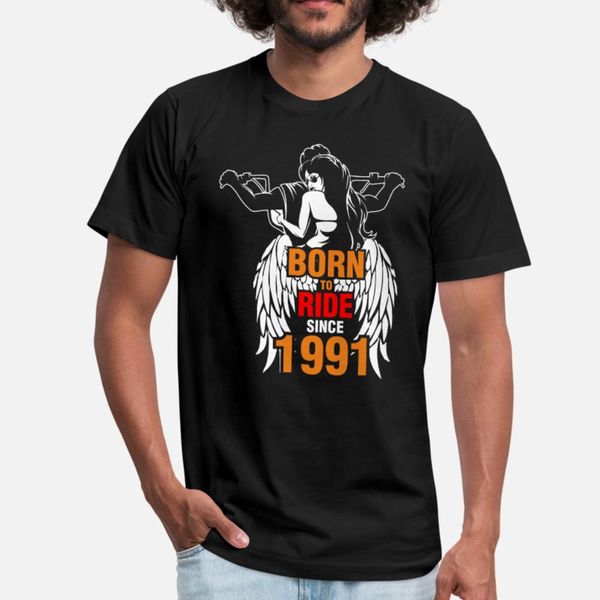 

born to ride с 1991 тенниска мужчин вязаные хлопок плюс размер 3xl новизны anti-wrinkle смешной повседневный весна осень письмо рубашку, White;black