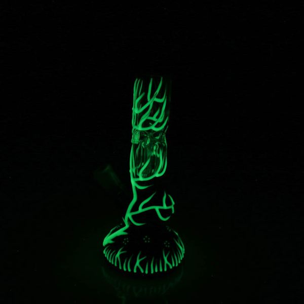 Glowing In The Dark Beaker Bong 4 Arms Tree Perc UV narghilè Oil Dab Rigs Glass Water Pipes