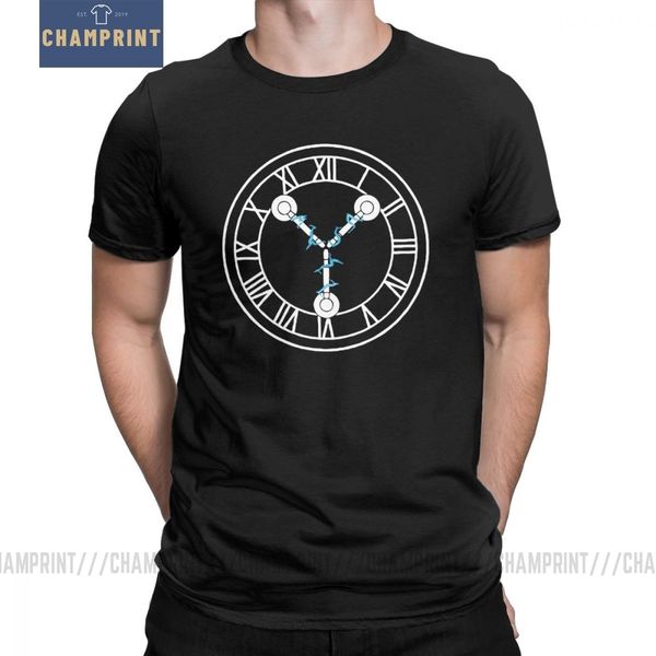 

men's save the clock tower back to the future t shirts time machine travel 80s movies 100% cotton clothes short sleeve t-shirt