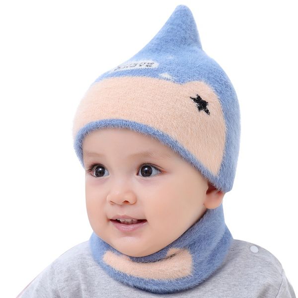 

warmer scarf star print hat baby winter infant collar scarves neckerchiefs headwear set children's sets, Yellow
