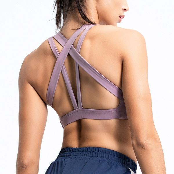 

2020 new high-intensity running shockproof sports bra beauty back cross fitness yoga bra vest padded crop, White;black