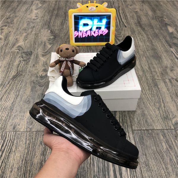 

2020 mens sneakers womens casual shoes fashion white leather platform shoes flat outdoors daily dress party shoes with box, Black