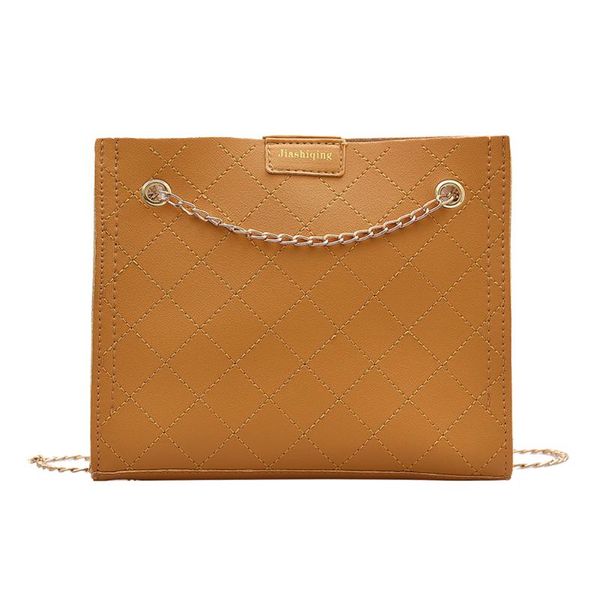 

youth ladies simple versatile bag women solid color leather tote shoulder bag temperament chain crossbody handbag