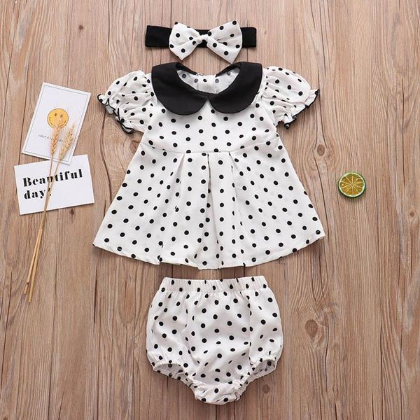 INS 2020 Natal ternos bebés Infant Roupas pontos Blusa + calções + headbands 3pcs / set meninas roupas de bebê menina roupas por atacado