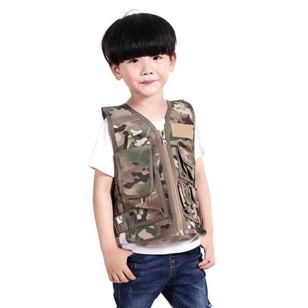 

zipper outdoor adjustable protective field shooting hunting cs game sports children tactical vest training nylon cloth, Camo;black