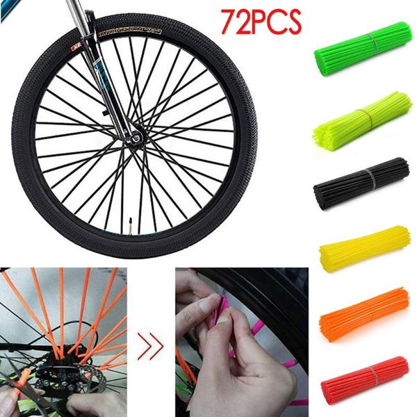 

72pcs bike bicycle motorcycle dirt decoration motocross wheel spoke wraps rims skins protector covers bike wheel decor drop