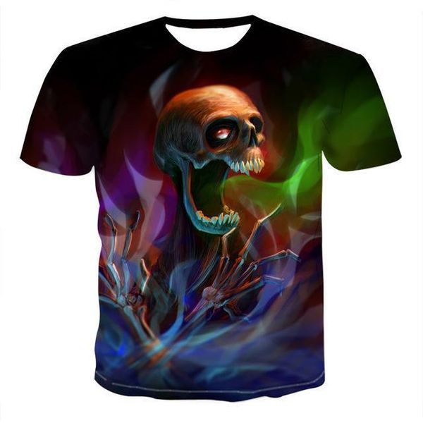 

wholesale skull skeleton t -shirt punk rock gun t s 3d print shirts anime humor funny men clothing