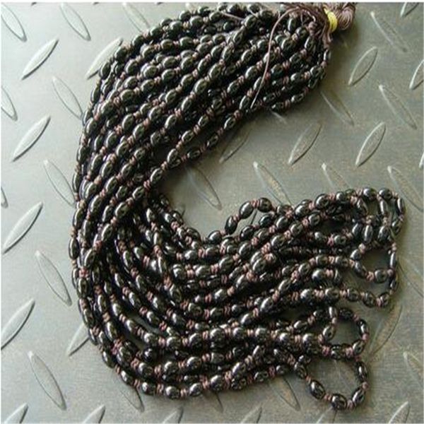 

10 piÃ¨ces naturel noir jade obsidienne cercle perles noires cordon marron, Silver