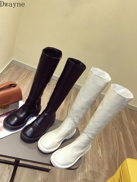 

long boots female 2020 new winter wild student side zipper high boots round head high tube rider tide, Black
