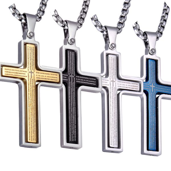 

new fashion stainless steel bible cross necklace for men women gold silver color crucifix necklace pendant religion jewelry gift