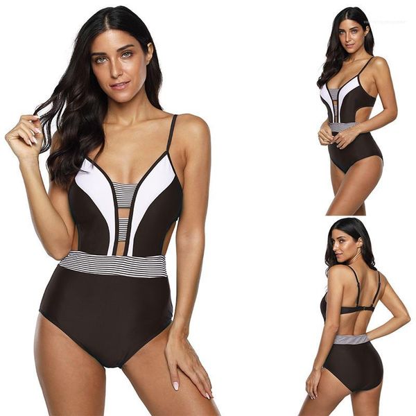 

swimwear striped print designer women swimsuits slim one piece shorts casual summer bikini fashion women, White;black