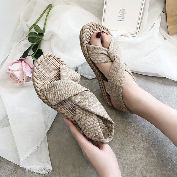 

women's roman sandals fairy wind fashion 2020 new style summer fashion students flat-bottomed sandals, Black
