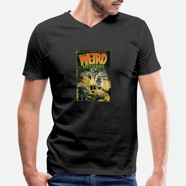 

weird mysteries comic t shirt men designer tee shirt o-neck slim graphic building spring family shirt