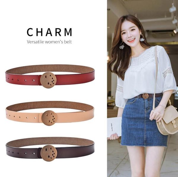 

Manufacturers direct new women's leather belt smooth buckle Korean fashion decoration young women's belt