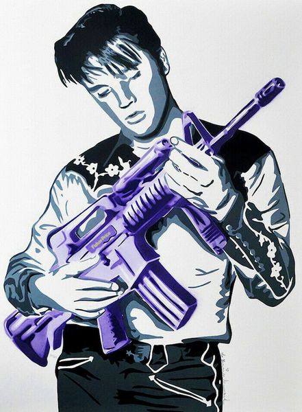 

mr brainwash graffiti art elvis presley m16 -03 wall decor handpainted &hd print oil painting on canvas wall art canvas pictures 200810
