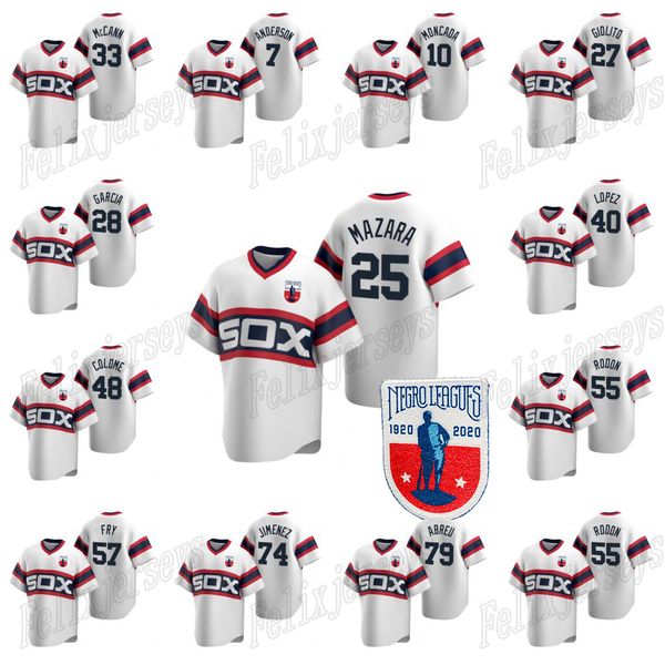 

youth 25 nomar mazara negro leagues cooperstown collection jersey tim anderson yoan moncada lucas giolito jose abreu eloy jimenez, Blue;black