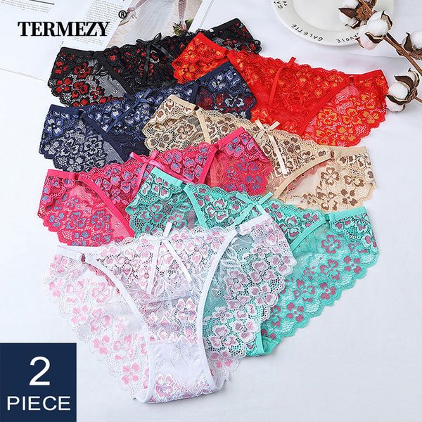 

women's panties 2pcs/lot lace women low-waist briefs female breathable embroidery underwear transparent g string underpant lingerie, Black;pink