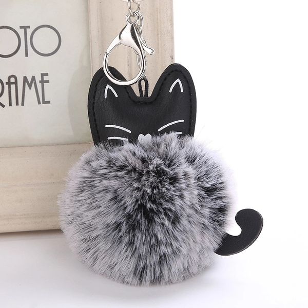 

fashion keychain cat soft pompom animal tail hair ball car keychain ladies car bag accessories key ring 2020, Silver