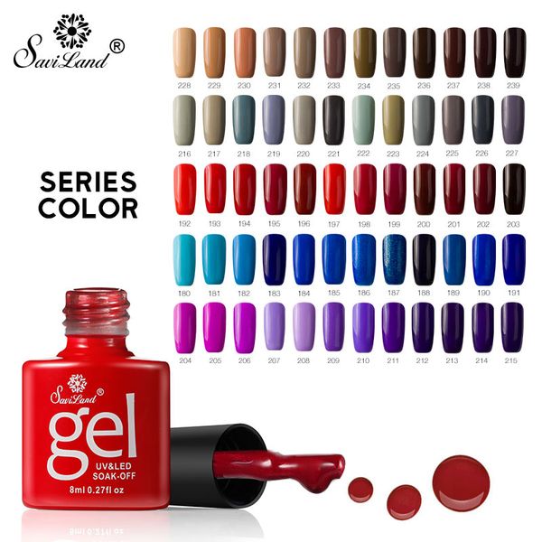

saviland 60 colors hybrid gel varnish uv gel nail polish soak off enamel painting red blue grey nail art decoration for nails, Red;pink