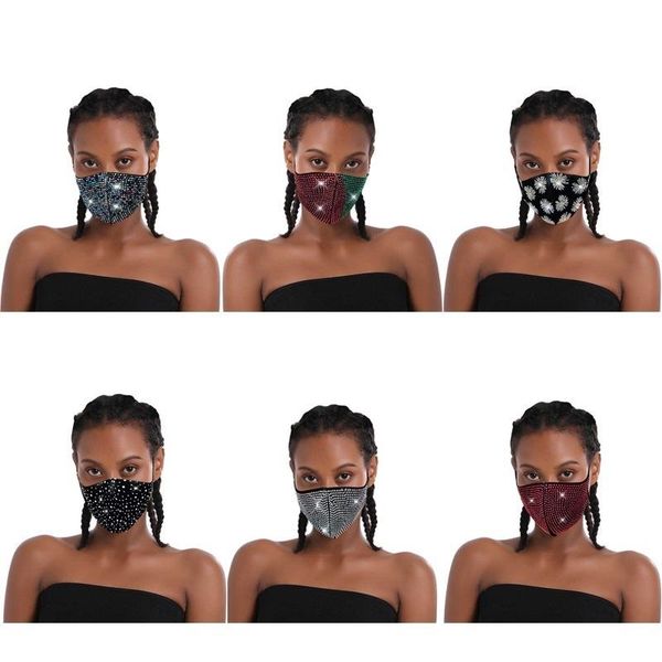 

mascarilla flash diamond rhinestone fashion mask fashionista nightclub party personalized polyester spandex custom spot glass drill